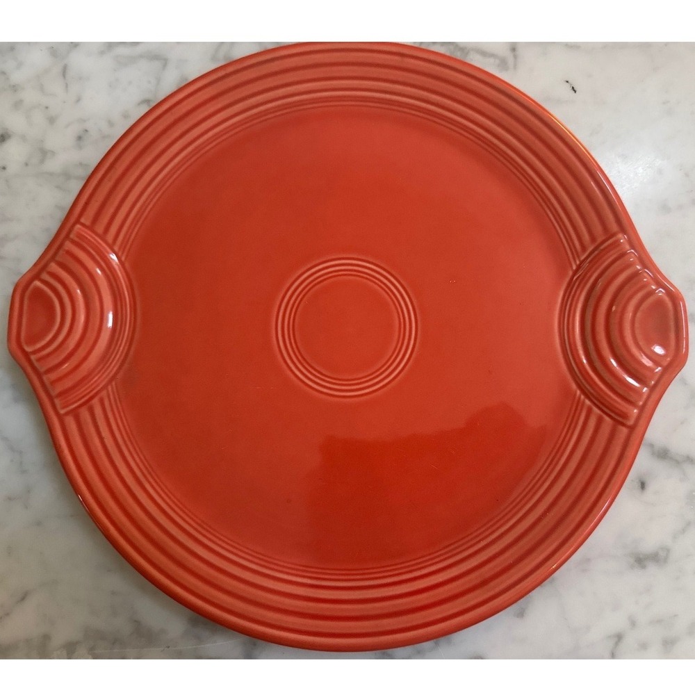 Fiesta Poppy Orange Cake Serving Platter 11 inch Round Ceramic Tray USA